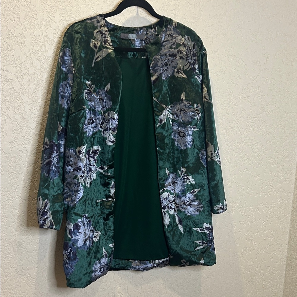 Eva Franco Velvet Open Front Jacket